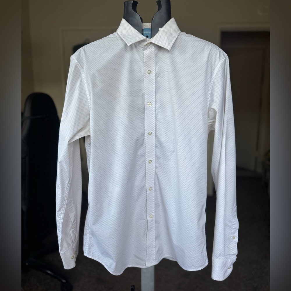 Men’s Banana Republic Tech Stretch Cotton Slim Flex Fit White Button Down Size M